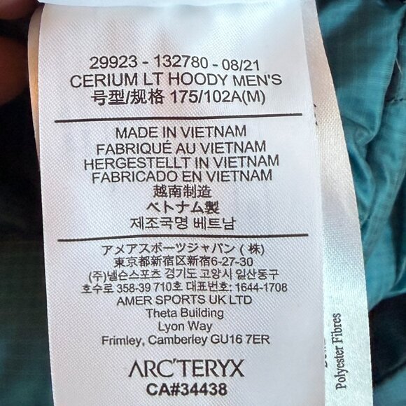 Arc'teryx men's Cerium LT Hoody jacket medium down blue puffer lightweight - Picture 13 of 13